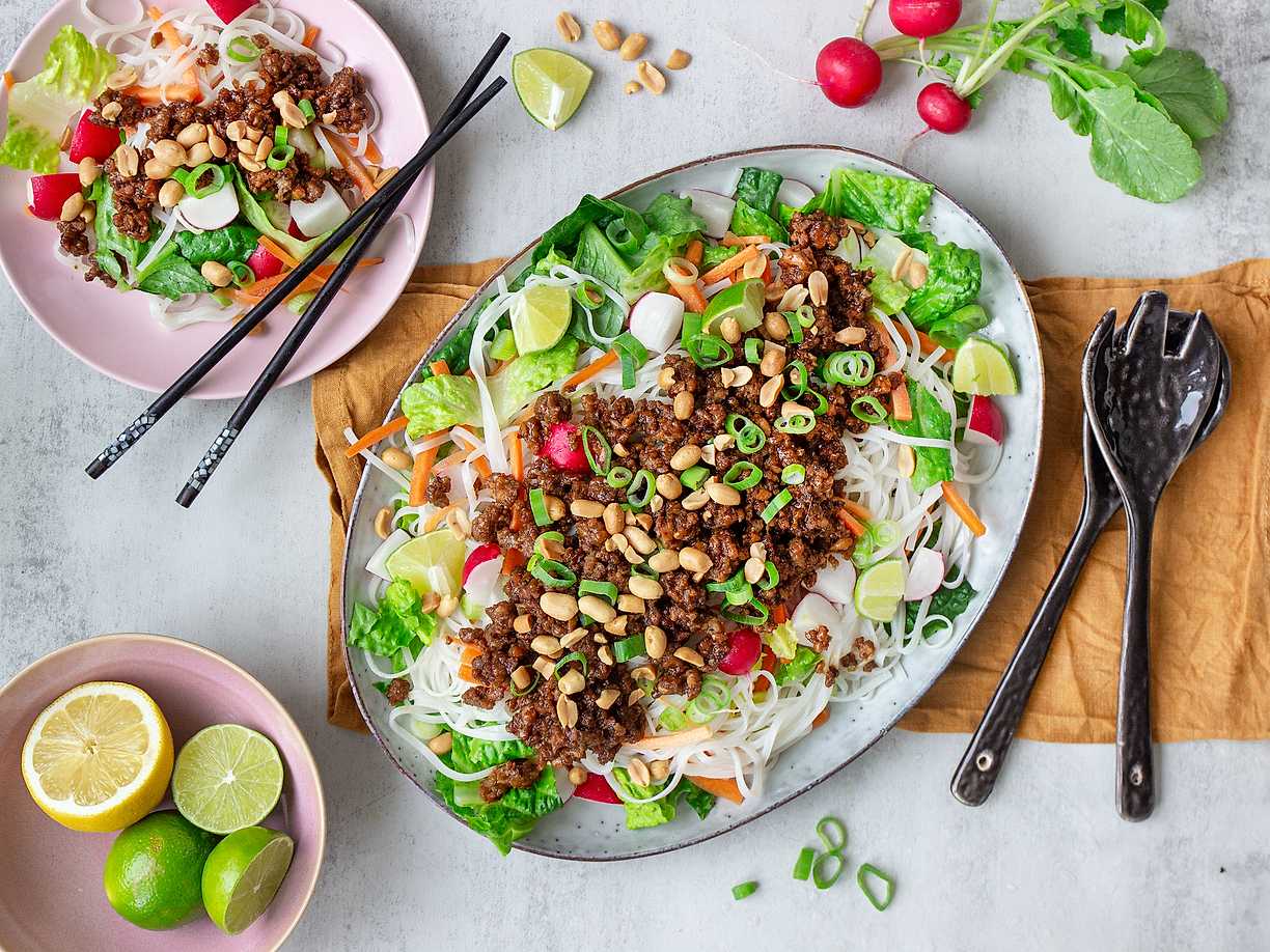Asiatisk nudelsallad med hoisinfärs