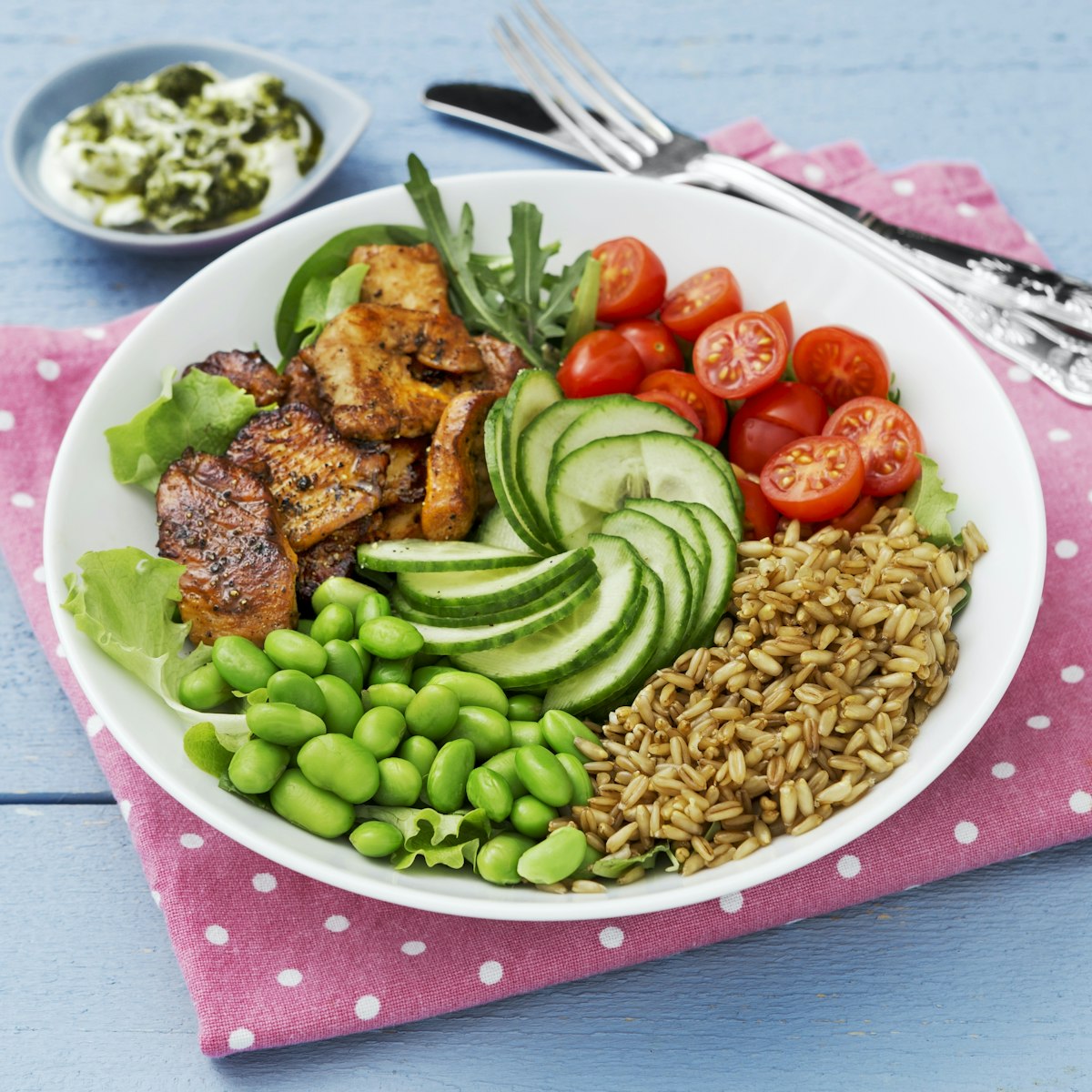 Kycklingsallad med pestodressing