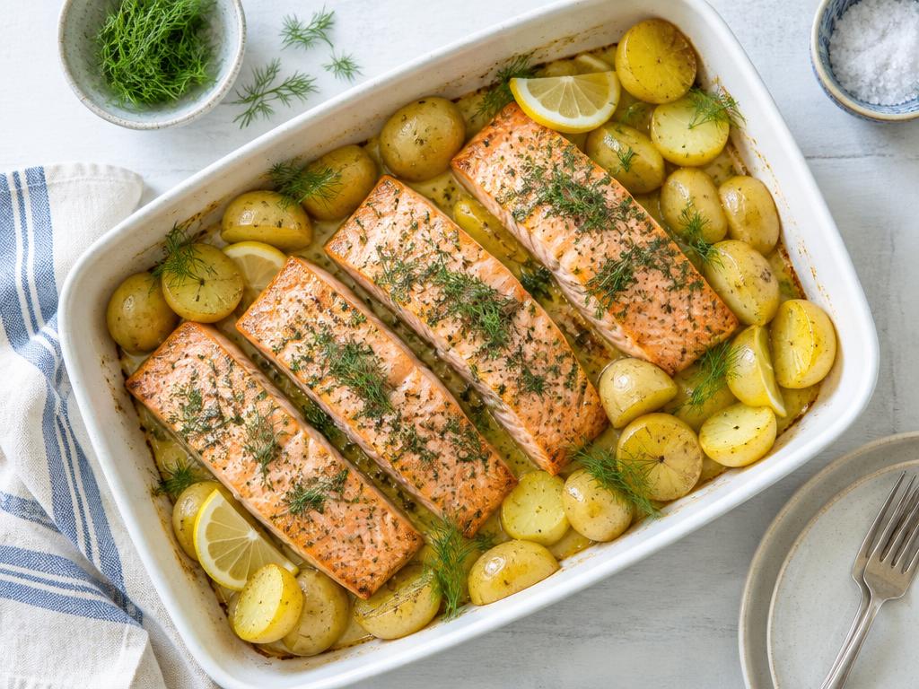 Ugnslax med dill och potatis